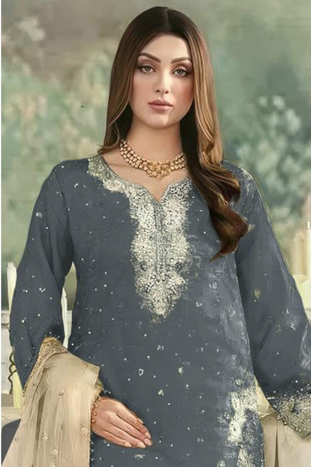 Anaita Grey Jimmy Choo Suit With Embroidery & Sequence Work - Distacart