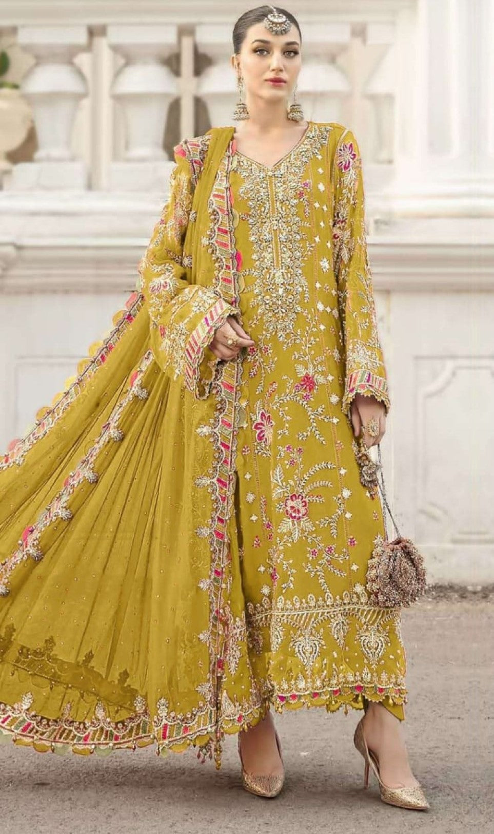 Anaita Yellow Silk Suit With Embroidery & Sequence Work - Distacart