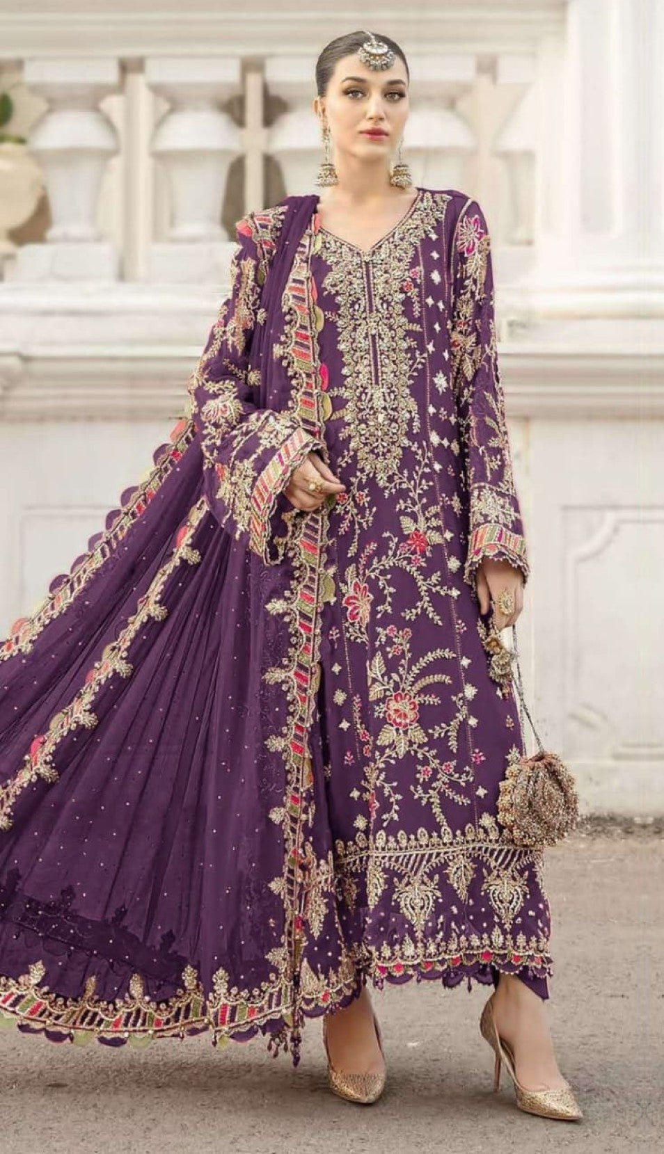 Anaita Purple Silk Suit With Embroidery & Sequence Work - Distacart