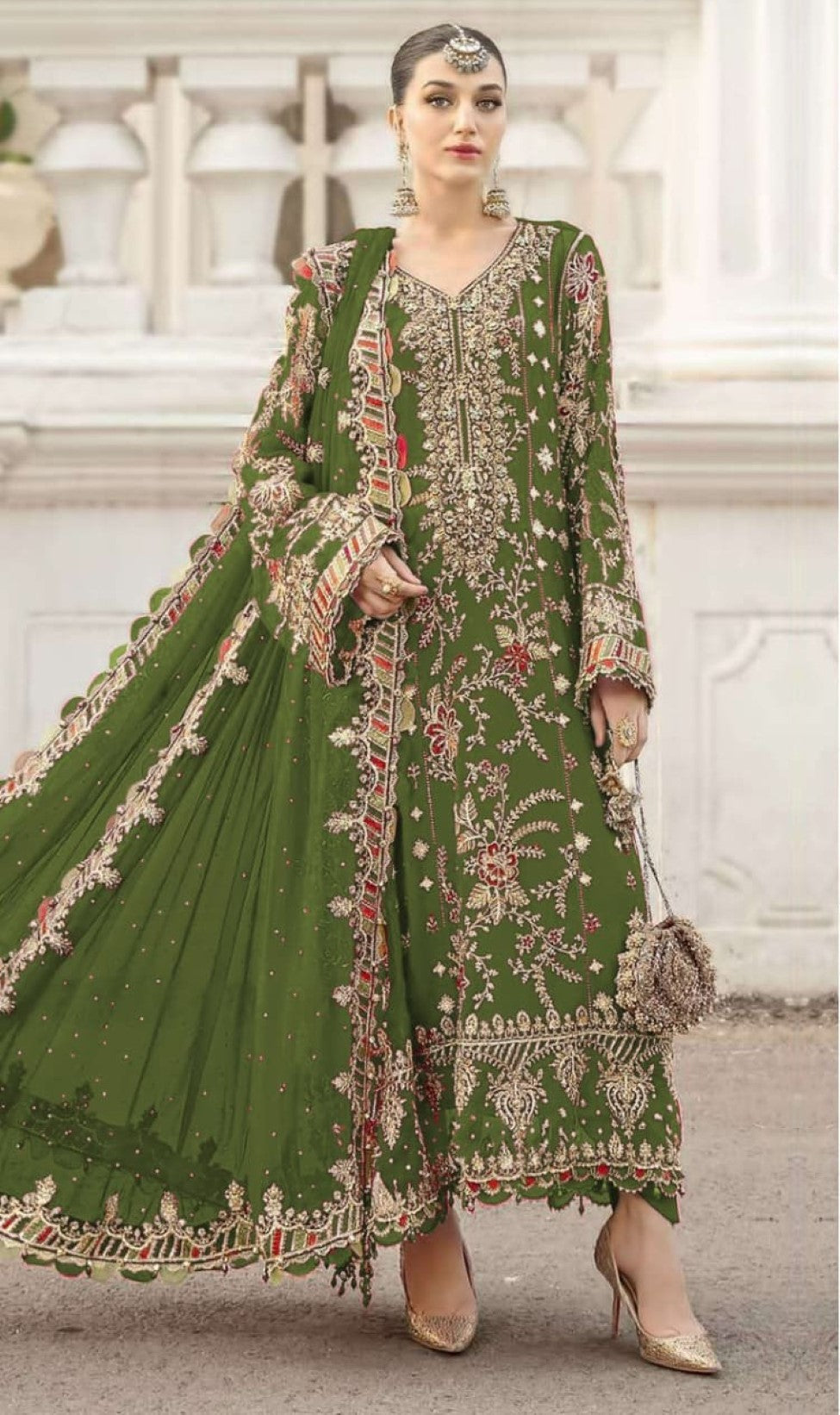 Anaita Mehendi Silk Suit With Embroidery & Sequence Work - Distacart