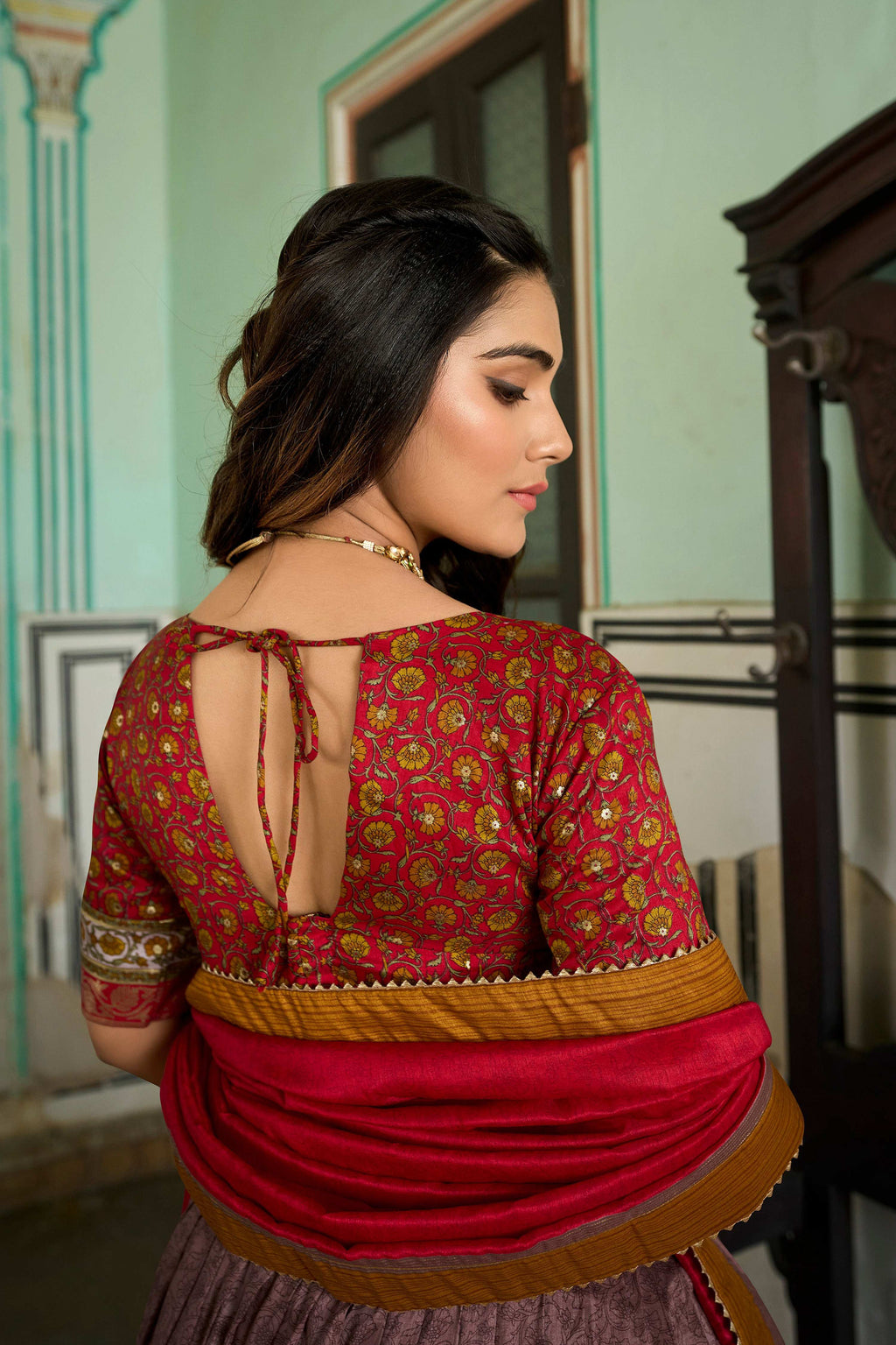 Lorenvalley Fashion Multicolor Tasar Silk Kashmiri Print With Foil Print Lehenga Choli with Dupatta