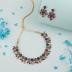 Tehzeeb Creations Brass Gold-Polished Gold, Pink, Blue Jewel Set