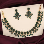 Tehzeeb Creations Brass Gold-Polished Gold, Green Jewel Set
