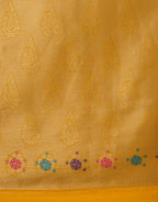 Monjolika Fashion Yellow Banarasi Silk Blend SareeWith Zari Woven Detailing - Distacart