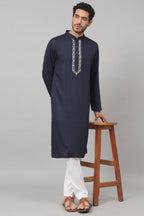 Neckline Embroidered Cotton Kurta by Hilo Design
