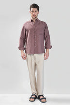 Xkind Brown Crush Wrinkled Look Regular Fit Shirt