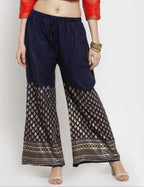 PAVONINE Navy Blue Color Minar Half Golden Print Sharara For Women - Distacart