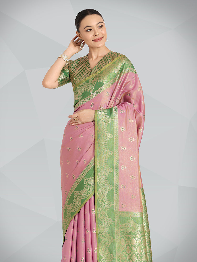 Monjolika Fashion Mauve Pink Color Weaving Banarasi Tissue Silk Classic Saree - Distacart