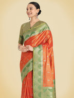 Monjolika Fashion Orange Color Weaving Banarasi Tissue Silk Classic Saree - Distacart