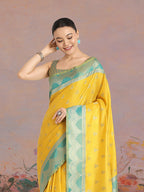 Monjolika Fashion Yellow Color Weaving Banarasi Tissue Silk Classic Saree - Distacart