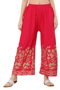 PAVONINE Rani Color Floral Half Golden Print Sharara For Women - Distacart