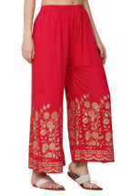 PAVONINE Rani Color Floral Half Golden Print Sharara For Women - Distacart