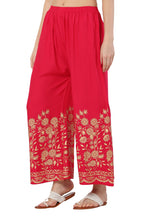 PAVONINE Rani Color Floral Half Golden Print Sharara For Women - Distacart