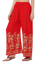 PAVONINE Red Color Floral Half Golden Print Sharara For Women - Distacart