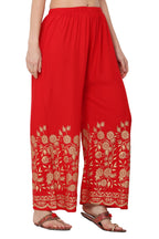 PAVONINE Red Color Floral Half Golden Print Sharara For Women - Distacart