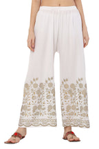 PAVONINE White Color Floral Half Golden Print Sharara For Women - Distacart