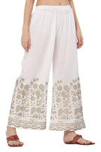 PAVONINE White Color Floral Half Golden Print Sharara For Women - Distacart