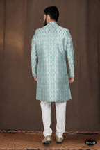Joban Fashion Men's Green Woven Jacquard Kurta with Pyjama