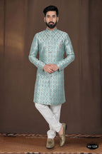 Joban Fashion Men's Green Woven Jacquard Kurta with Pyjama