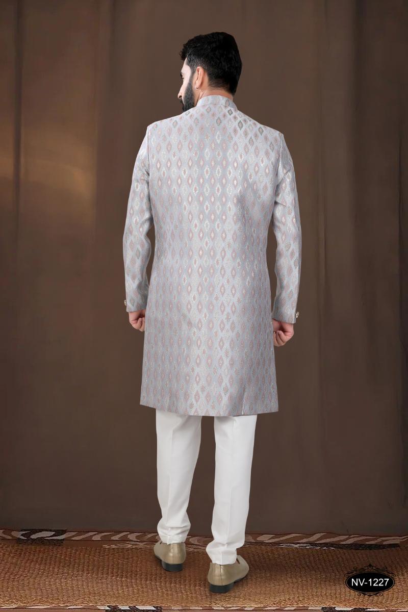 Joban Fashion Men's Grey Woven Jacquard Kurta with Pyjama