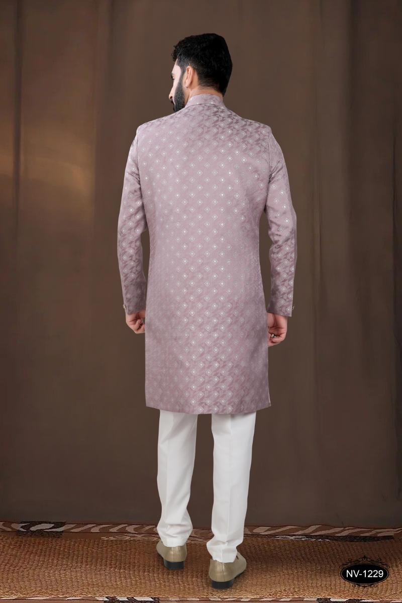 Joban Fashion Men's Pink Woven Jacquard Kurta with Pyjama
