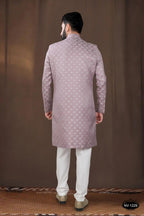 Joban Fashion Men's Pink Woven Jacquard Kurta with Pyjama