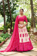 Lorenvalley Pink Artistry in Tussar Silk with Bandhej Print Lehenga Choli