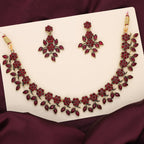 Tehzeeb Creations Gold Polish Pack of 1 Gold-Polished Choker Necklace Set With Earring For Women & Girls