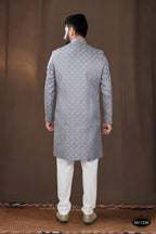 Joban Fashion Men's Grey Woven Jacquard Kurta with Pyjama