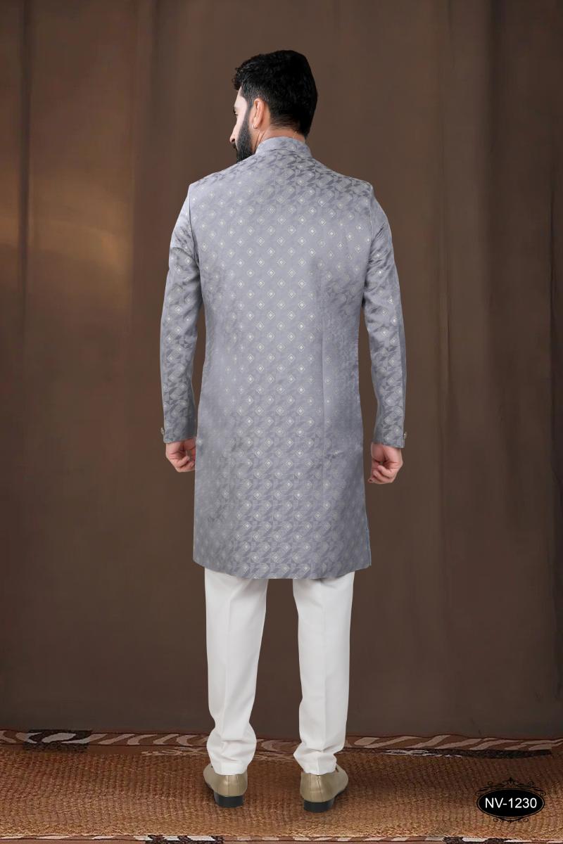 Joban Fashion Men's Grey Woven Jacquard Kurta with Pyjama