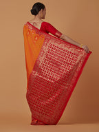 Monjolika Fashion Amber Banarasi Silk Blend SareeWith Zari Woven Rich Brocade Design - Distacart