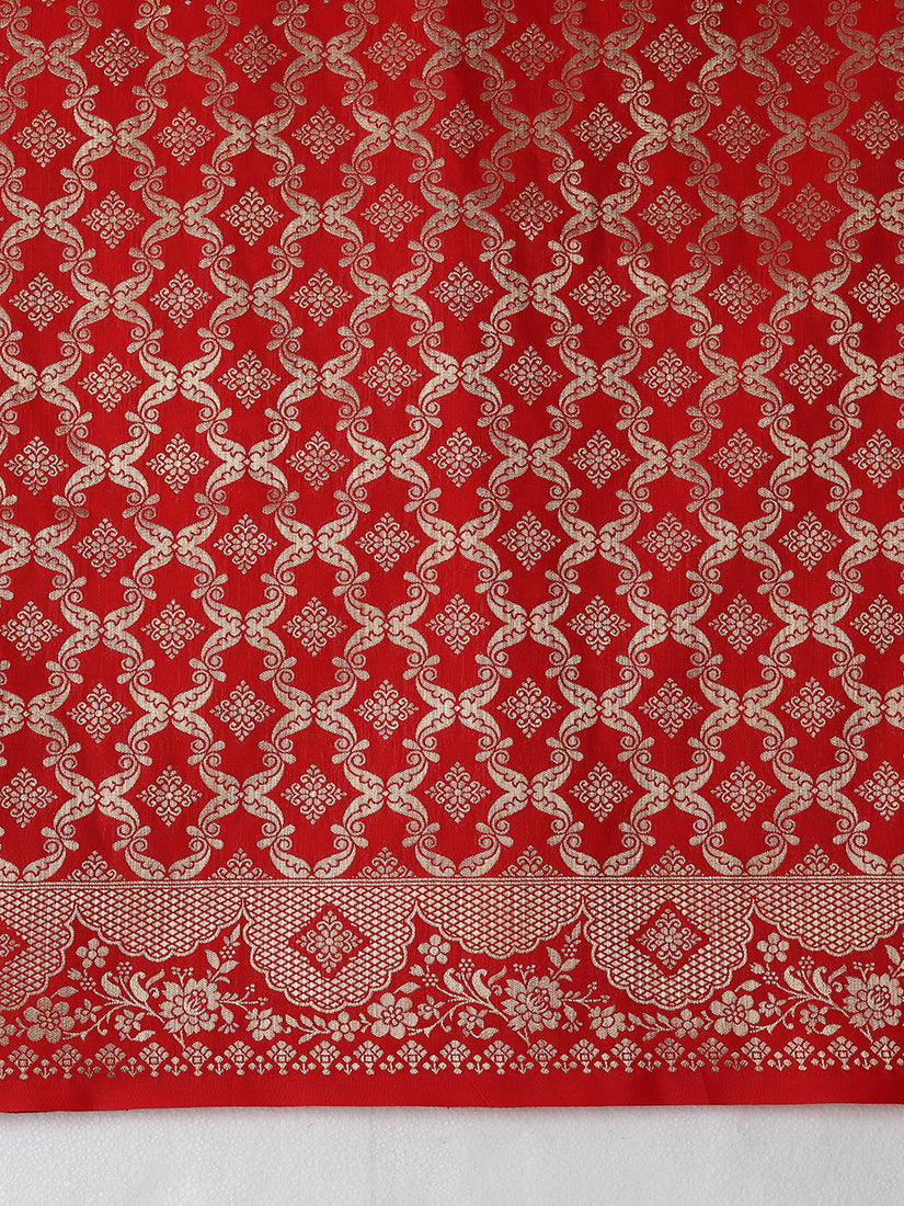 Monjolika Fashion Amber Banarasi Silk Blend SareeWith Zari Woven Rich Brocade Design - Distacart