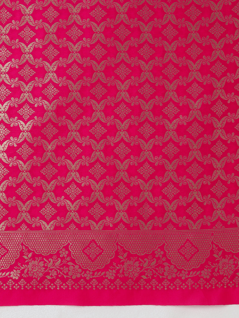Monjolika Fashion Light Pink Banarasi Silk Blend SareeWith Zari Woven Rich Brocade Design - Distacart