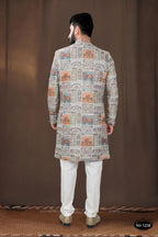 Joban Fashion Men's Base Blue(Multi Colours) Georgette Kurta with Pyjama