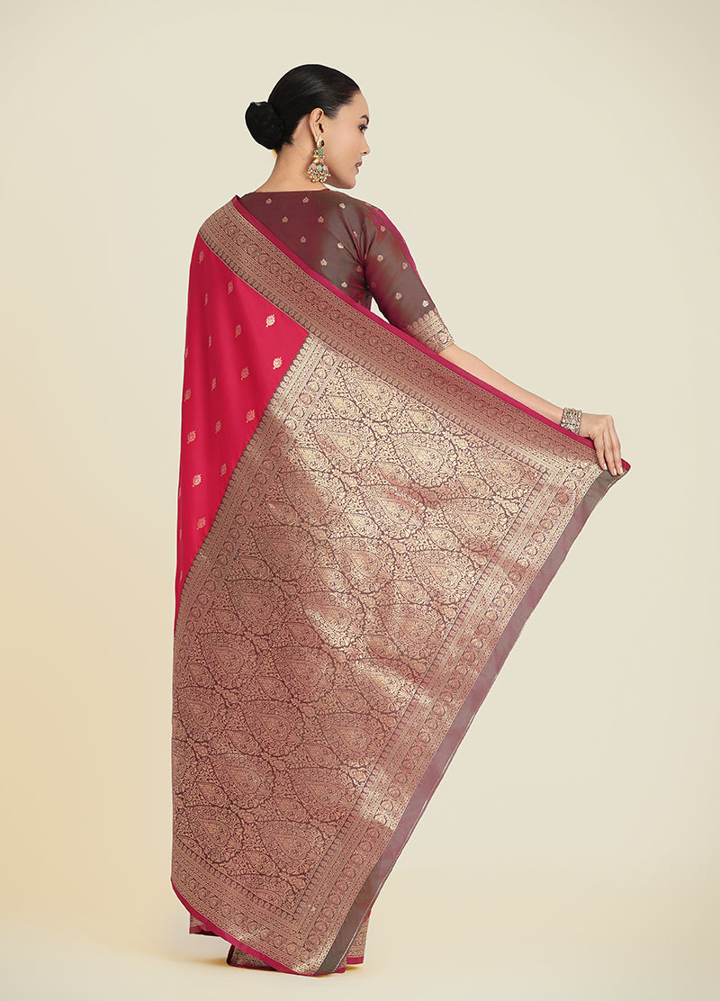 Monjolika Fashion Pink Color Banarasi Soft Silk Trendy Saree - Distacart