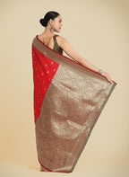 Monjolika Fashion Red Color Banarasi Soft Silk Trendy Saree - Distacart