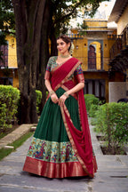 Lorenvalley Fashion Green Aastha Silk Printed with Zari Weaving Work Lehenga Choli with Dupatta - Distacart