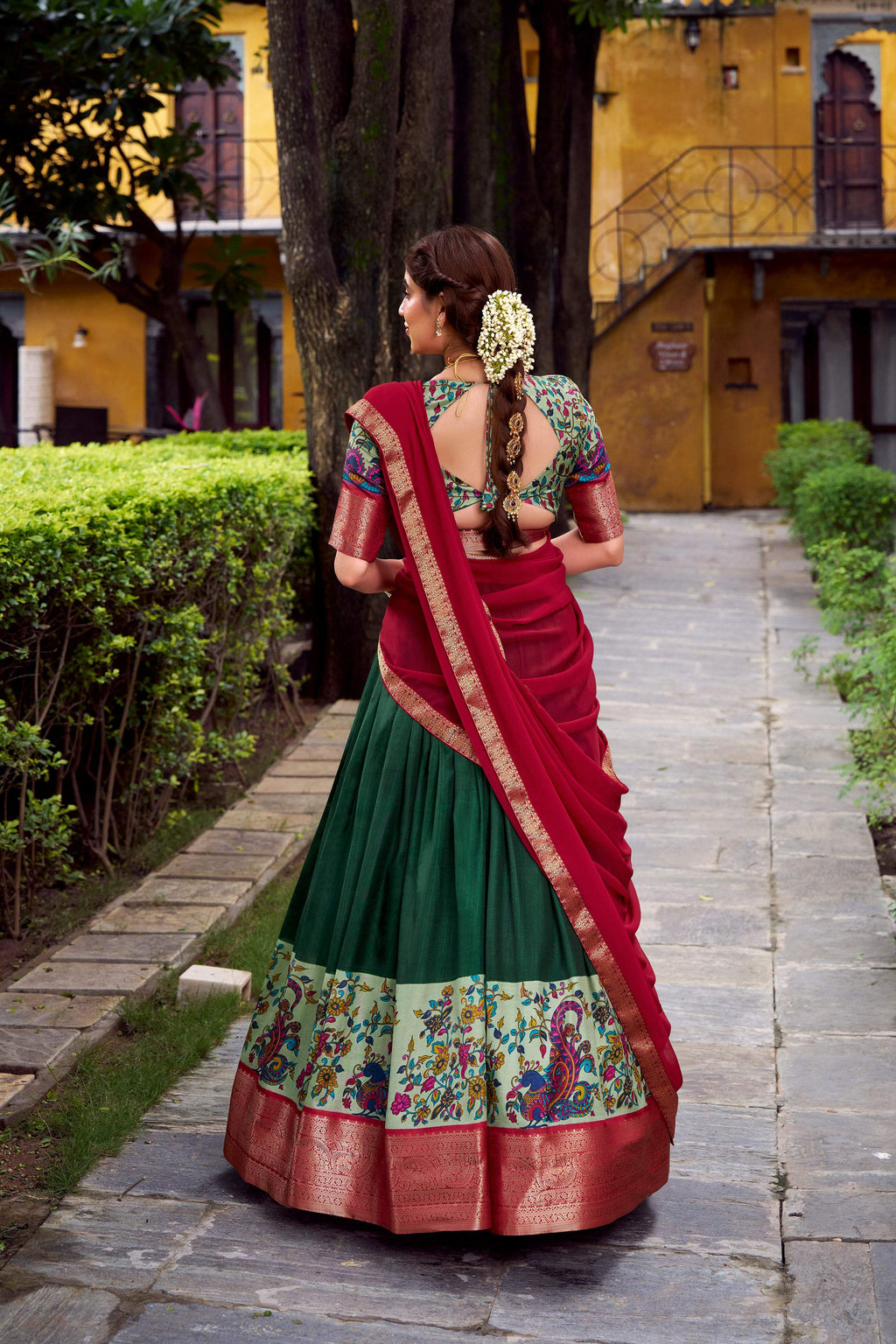 Lorenvalley Fashion Green Aastha Silk Printed with Zari Weaving Work Lehenga Choli with Dupatta - Distacart