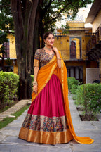 Lorenvalley Fashion Pink Aastha Silk Printed with Zari Weaving Work Lehenga Choli with Dupatta - Distacart