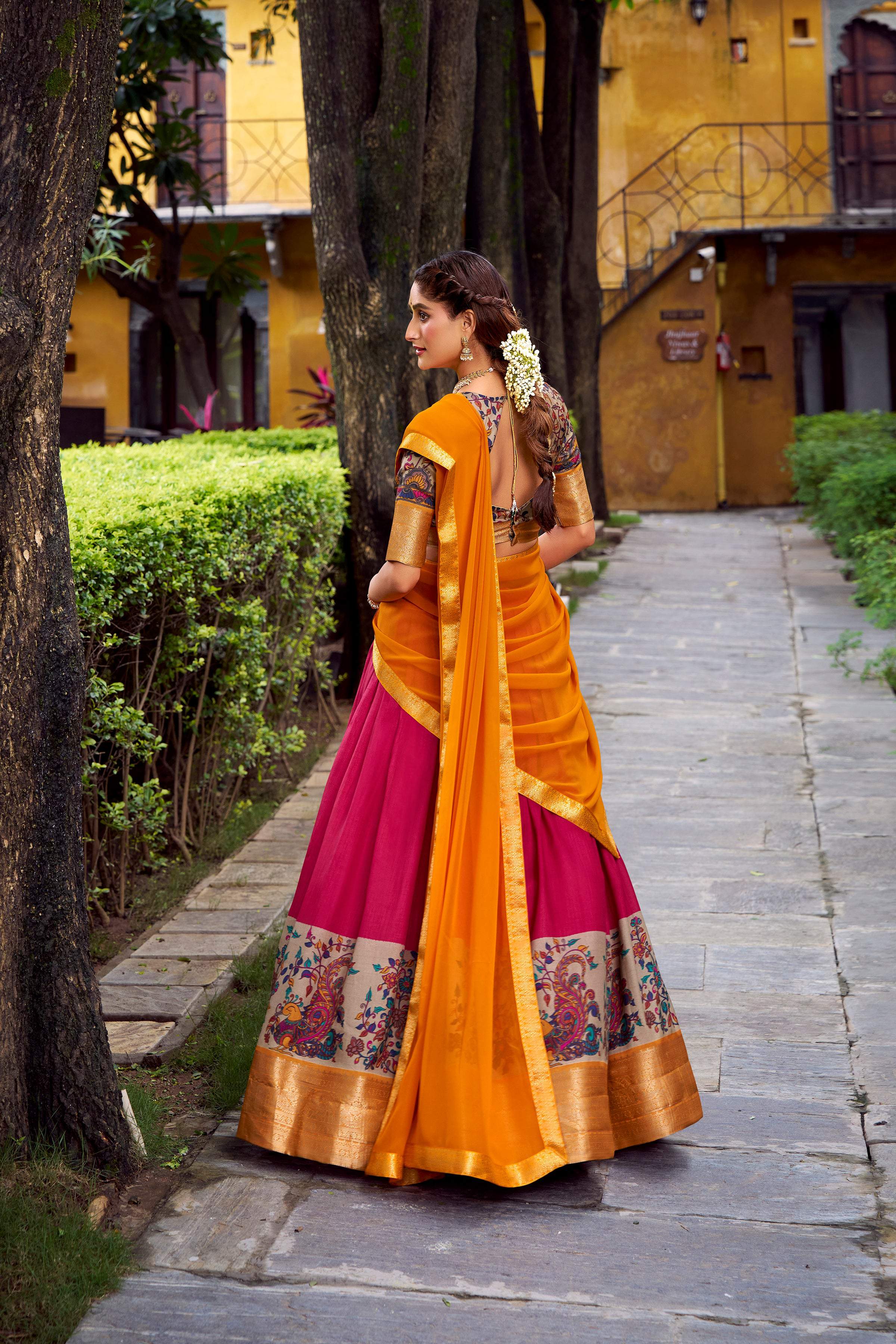 Lorenvalley Fashion Pink Aastha Silk Printed with Zari Weaving Work Lehenga Choli with Dupatta - Distacart