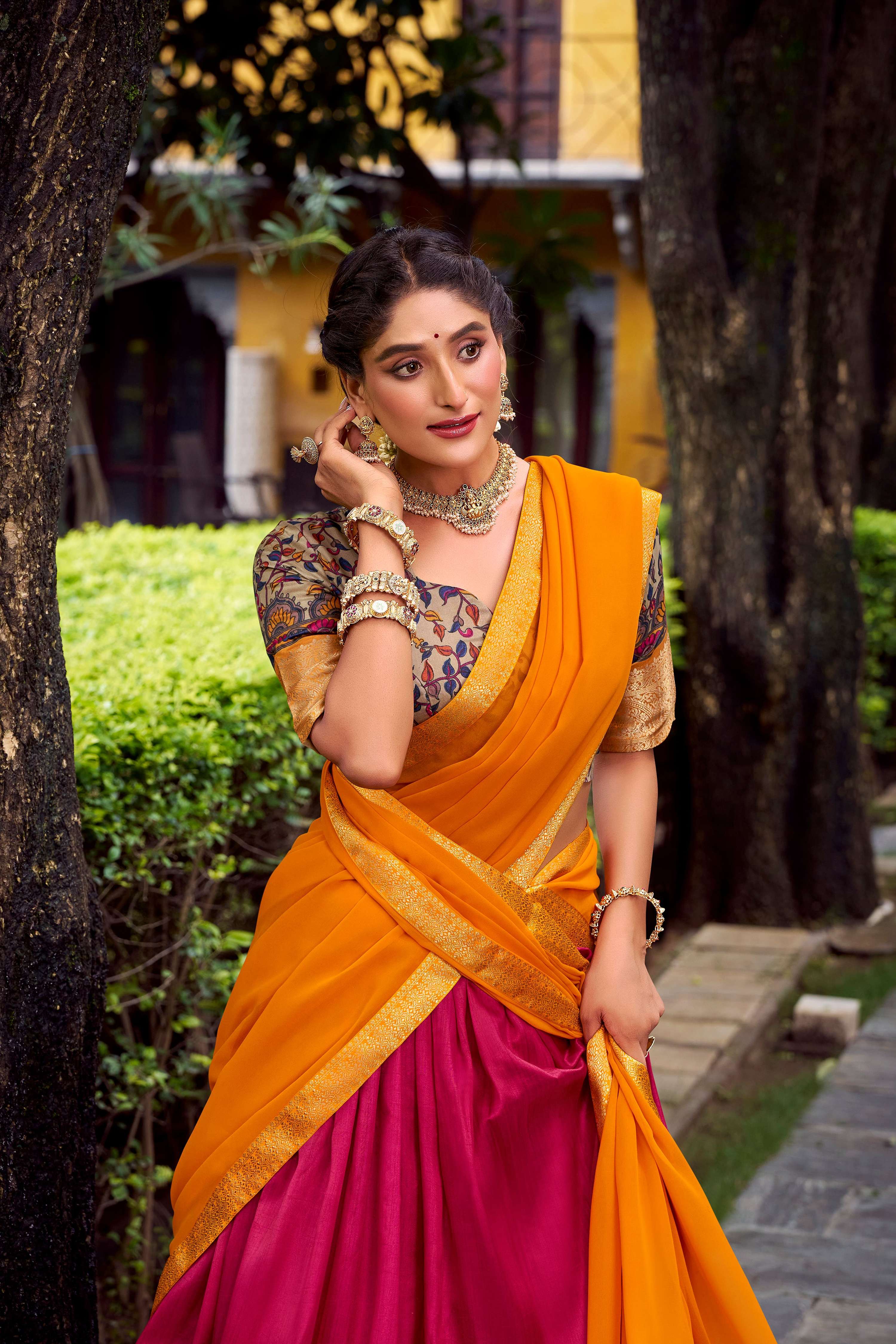 Lorenvalley Fashion Pink Aastha Silk Printed with Zari Weaving Work Lehenga Choli with Dupatta - Distacart