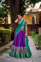 Lorenvalley Fashion Purple Aastha Silk Printed with Zari Weaving Work Lehenga Choli with Dupatta - Distacart