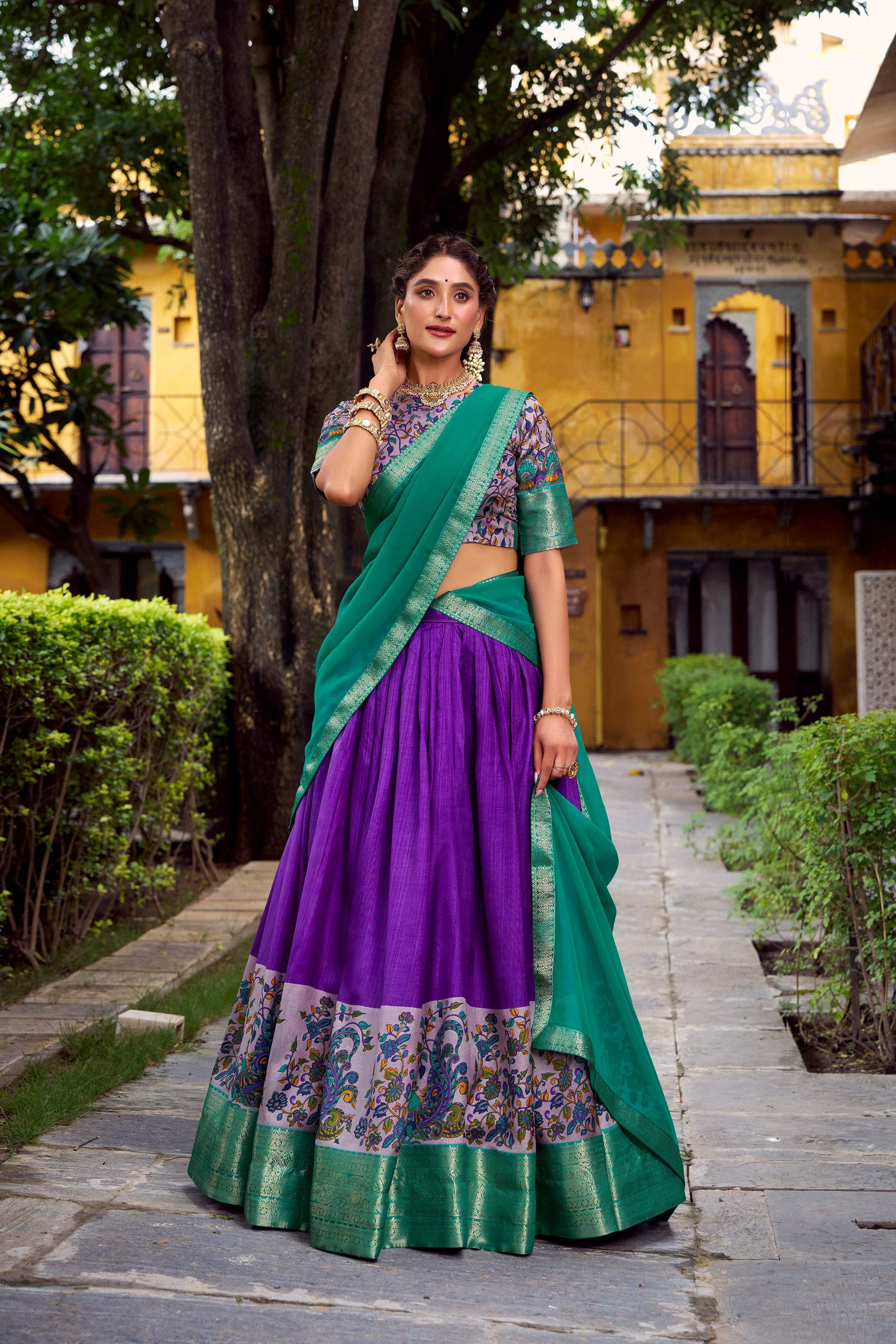 Lorenvalley Fashion Purple Aastha Silk Printed with Zari Weaving Work Lehenga Choli with Dupatta - Distacart