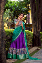 Lorenvalley Fashion Purple Aastha Silk Printed with Zari Weaving Work Lehenga Choli with Dupatta - Distacart