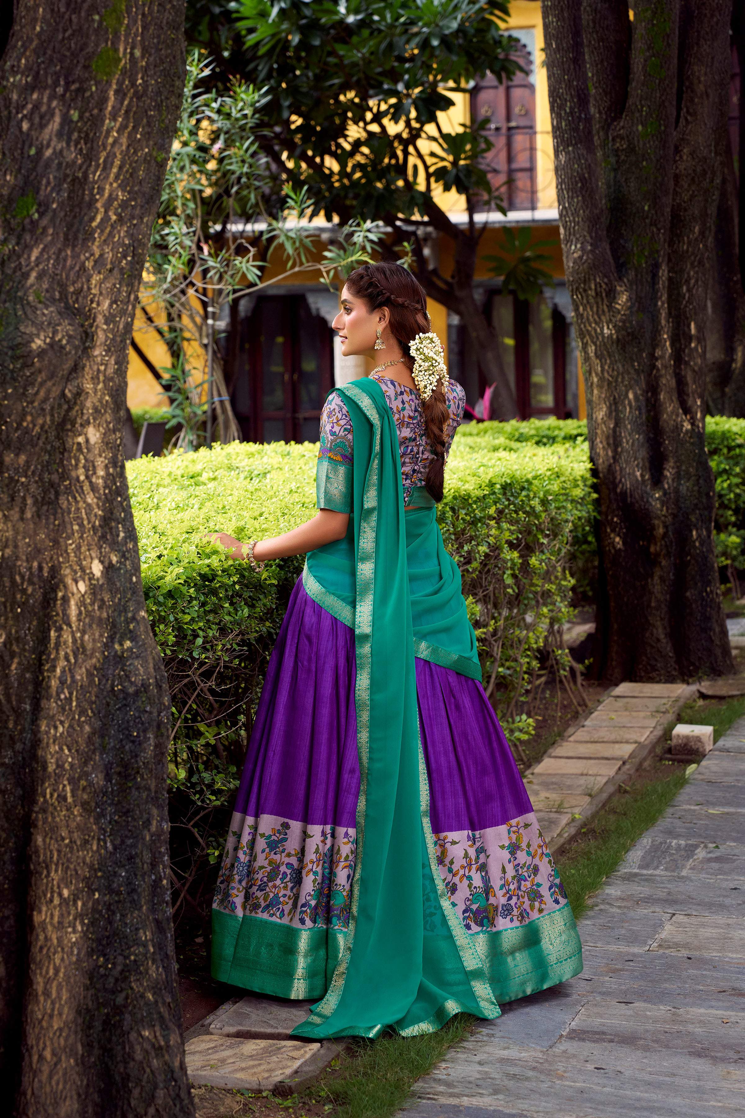 Lorenvalley Fashion Purple Aastha Silk Printed with Zari Weaving Work Lehenga Choli with Dupatta - Distacart
