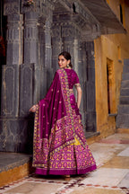 Lorenvalley Fashion Mustard Tasar Silk Ikkat Print Lehenga Choli with Dupatta
