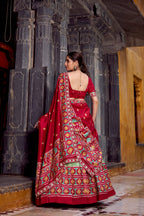 Lorenvalley Fashion Seagreen Tasar Silk Ikkat Print Lehenga Choli with Dupatta