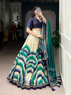 Lorenvalley Fashion Multicolor Tasar Silk Tie and Dye Print with Lace Touch Up Lehenga Choli with Dupatta - Distacart