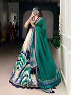 Lorenvalley Fashion Multicolor Tasar Silk Tie and Dye Print with Lace Touch Up Lehenga Choli with Dupatta - Distacart