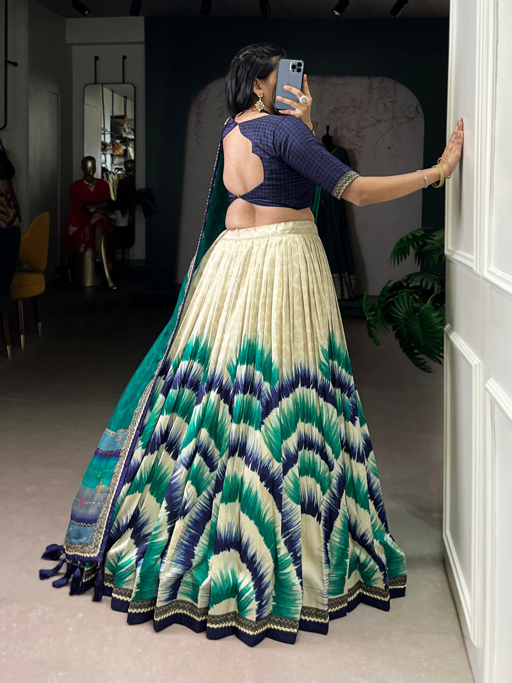 Lorenvalley Fashion Multicolor Tasar Silk Tie and Dye Print with Lace Touch Up Lehenga Choli with Dupatta - Distacart